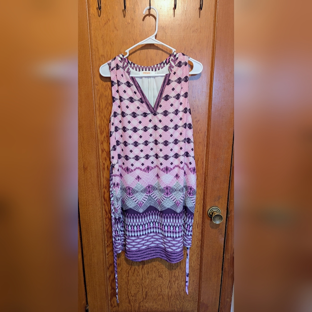 Geometric Pink and Purple Dress